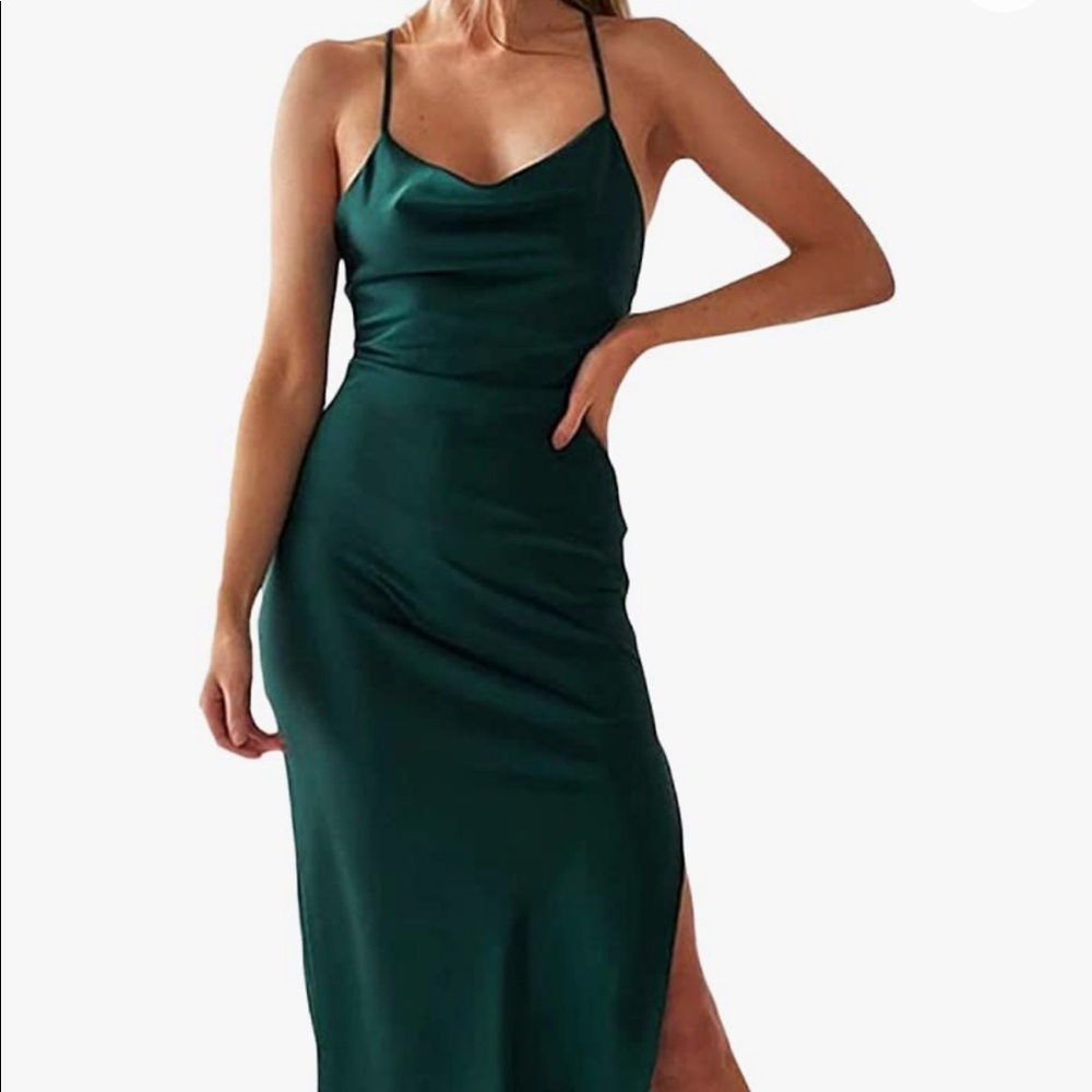Women's Sleeveless Spaghetti Strap Satin Dress Cocktail Beach Evening Party